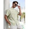 imageSILKWORLD Mens Casual Button Down Shirts Short Sleeve Band Collar Shirts Cotton Linen Mens Henley Hawaiian Shirt with Pocket8agreen Leaves