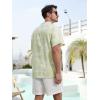 imageSILKWORLD Mens Casual Button Down Shirts Short Sleeve Band Collar Shirts Cotton Linen Mens Henley Hawaiian Shirt with Pocket8agreen Leaves
