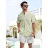 imageSILKWORLD Mens Casual Button Down Shirts Short Sleeve Band Collar Shirts Cotton Linen Mens Henley Hawaiian Shirt with Pocket8agreen Leaves