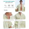 imageSILKWORLD Mens Casual Button Down Shirts Short Sleeve Band Collar Shirts Cotton Linen Mens Henley Hawaiian Shirt with Pocket8agreen Leaves