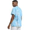 imageSILKWORLD Mens Casual Button Down Shirts Short Sleeve Band Collar Shirts Cotton Linen Mens Henley Hawaiian Shirt with Pocket9alight Blue Leaves