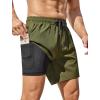 imageSILKWORLD Mens Swim Trunks 6quot Quick Dry Bathing Suit Beach Swimming Shorts with Compression Liner and Zipper PocketsArmy Green