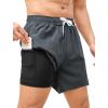 imageSILKWORLD Mens Swim Trunks 6quot Quick Dry Bathing Suit Beach Swimming Shorts with Compression Liner and Zipper PocketsCharcoal Grey