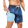 imageSILKWORLD Mens Swim Trunks 6quot Quick Dry Bathing Suit Beach Swimming Shorts with Compression Liner and Zipper PocketsZ01 Blackblue Gradient