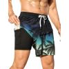imageSILKWORLD Mens Swim Trunks 6quot Quick Dry Bathing Suit Beach Swimming Shorts with Compression Liner and Zipper PocketsZ01 Blackgreen Gradient