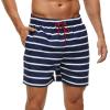 imageSILKWORLD Mens Swim Trunks Quick Dry Shorts with PocketsNavy  White Stripes