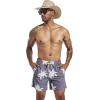 imageSILKWORLD Mens Swim Trunks Quick Dry Shorts with PocketsPalm Leafgrey