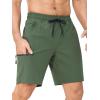 imageSILKWORLD Mens Swim Trunks with Compression Liner Quick Dry 9quot Bathing Suit Summer Beach Swimming Shorts with Zip PocketsA02army Green