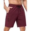 imageSILKWORLD Mens Swim Trunks with Compression Liner Quick Dry 9quot Bathing Suit Summer Beach Swimming Shorts with Zip PocketsA05wine Red