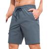 imageSILKWORLD Mens Swim Trunks with Compression Liner Quick Dry 9quot Bathing Suit Summer Beach Swimming Shorts with Zip PocketsA06dark Grey