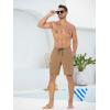 imageSILKWORLD Mens Swim Trunks with Compression Liner Quick Dry 9quot Bathing Suit Summer Beach Swimming Shorts with Zip PocketsA07khaki