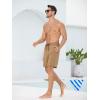 imageSILKWORLD Mens Swim Trunks with Compression Liner Quick Dry 9quot Bathing Suit Summer Beach Swimming Shorts with Zip PocketsA07khaki