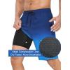 imageSILKWORLD Mens Swim Trunks with Compression Liner Quick Dry 9quot Bathing Suit Summer Beach Swimming Shorts with Zip PocketsGradientblue