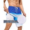 imageSILKWORLD Mens Swim Trunks with Compression Liner Quick Dry 9quot Bathing Suit Summer Beach Swimming Shorts with Zip PocketsStripesbluewhite