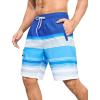 imageSILKWORLD Mens Swim Trunks with Compression Liner Quick Dry 9quot Bathing Suit Summer Beach Swimming Shorts with Zip PocketsStripesbluewhite