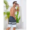 imageSILKWORLD Mens Swim Trunks with Compression Liner Quick Dry 9quot Bathing Suit Summer Beach Swimming Shorts with Zip PocketsStripesnavyblue