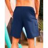 imageSILKWORLD Mens Swim Trunks with Compression Liner Quick Dry Bathing Suits 9 Inch Swimming Shorts with Cargo PocketsA2 Navy Blue