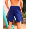 imageSILKWORLD Mens Swim Trunks with Compression Liner Quick Dry Bathing Suits 9 Inch Swimming Shorts with Cargo PocketsBlue