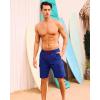 imageSILKWORLD Mens Swim Trunks with Compression Liner Quick Dry Bathing Suits 9 Inch Swimming Shorts with Cargo PocketsBlue