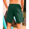 imageSILKWORLD Mens Swim Trunks with Compression Liner Quick Dry Bathing Suits 9 Inch Swimming Shorts with Cargo PocketsDark Green