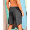 imageSILKWORLD Mens Swim Trunks with Compression Liner Quick Dry Bathing Suits 9 Inch Swimming Shorts with Cargo PocketsDark Grey