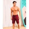 imageSILKWORLD Mens Swim Trunks with Compression Liner Quick Dry Bathing Suits 9 Inch Swimming Shorts with Cargo PocketsDark Red