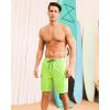imageSILKWORLD Mens Swim Trunks with Compression Liner Quick Dry Bathing Suits 9 Inch Swimming Shorts with Cargo PocketsFluorescent Green