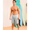 imageSILKWORLD Mens Swim Trunks with Compression Liner Quick Dry Bathing Suits 9 Inch Swimming Shorts with Cargo PocketsLight Grey