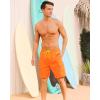 imageSILKWORLD Mens Swim Trunks with Compression Liner Quick Dry Bathing Suits 9 Inch Swimming Shorts with Cargo PocketsOrange