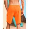 imageSILKWORLD Mens Swim Trunks with Compression Liner Quick Dry Bathing Suits 9 Inch Swimming Shorts with Cargo PocketsOrange