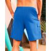 imageSILKWORLD Mens Swim Trunks with Compression Liner Quick Dry Bathing Suits 9 Inch Swimming Shorts with Cargo PocketsSea Blue