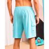 imageSILKWORLD Mens Swim Trunks with Compression Liner Quick Dry Bathing Suits 9 Inch Swimming Shorts with Cargo PocketsSky Blue