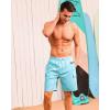 imageSILKWORLD Mens Swim Trunks with Compression Liner Quick Dry Bathing Suits 9 Inch Swimming Shorts with Cargo PocketsSky Blue