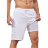 imageSILKWORLD Mens Swim Trunks with Compression Liner Quick Dry Bathing Suits 9 Inch Swimming Shorts with Cargo PocketsWhite
