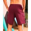 imageSILKWORLD Mens Swim Trunks with Compression Liner Quick Dry Bathing Suits 9 Inch Swimming Shorts with Cargo PocketsWine Red