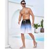 imageSILKWORLD Mens Swim Trunks with Compression Liner Quick Dry Bathing Suits 9 Inch Swimming Shorts with Cargo PocketsZ0 Black Grey White Gradient