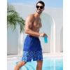 imageSILKWORLD Mens Swim Trunks with Compression Liner Quick Dry Bathing Suits 9 Inch Swimming Shorts with Cargo PocketsZ0 Blue Geometric Gradient