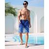imageSILKWORLD Mens Swim Trunks with Compression Liner Quick Dry Bathing Suits 9 Inch Swimming Shorts with Cargo PocketsZ0 Blue Geometric Gradient