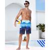 imageSILKWORLD Mens Swim Trunks with Compression Liner Quick Dry Bathing Suits 9 Inch Swimming Shorts with Cargo PocketsZ0 Blue Gradient