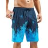 imageSILKWORLD Mens Swim Trunks with Compression Liner Quick Dry Bathing Suits 9 Inch Swimming Shorts with Cargo PocketsZ0 Blue Leaf