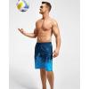 imageSILKWORLD Mens Swim Trunks with Compression Liner Quick Dry Bathing Suits 9 Inch Swimming Shorts with Cargo PocketsZ0 Blue Leaf