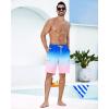 imageSILKWORLD Mens Swim Trunks with Compression Liner Quick Dry Bathing Suits 9 Inch Swimming Shorts with Cargo PocketsZ0 Blue Pink Gradient