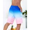 imageSILKWORLD Mens Swim Trunks with Compression Liner Quick Dry Bathing Suits 9 Inch Swimming Shorts with Cargo PocketsZ0 Blue Pink Gradient