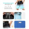 imageSILKWORLD Mens Swim Trunks with Compression Liner Quick Dry Bathing Suits 9 Inch Swimming Shorts with Cargo PocketsZ0 Gradient Black Blue Stripes