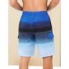 imageSILKWORLD Mens Swim Trunks with Compression Liner Quick Dry Bathing Suits 9 Inch Swimming Shorts with Cargo PocketsZ0 Gradient Black Blue Stripes