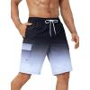 imageSILKWORLD Mens Swim Trunks with Compression Liner Quick Dry Bathing Suits 9 Inch Swimming Shorts with Cargo PocketsZ0 Gradient Black Grey