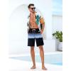 imageSILKWORLD Mens Swim Trunks with Compression Liner Quick Dry Bathing Suits 9 Inch Swimming Shorts with Cargo PocketsZ0 Gradient Black Grey Blue