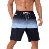imageSILKWORLD Mens Swim Trunks with Compression Liner Quick Dry Bathing Suits 9 Inch Swimming Shorts with Cargo PocketsZ0 Gradient Black Grey Blue