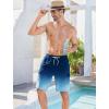 imageSILKWORLD Mens Swim Trunks with Compression Liner Quick Dry Bathing Suits 9 Inch Swimming Shorts with Cargo PocketsZ0 Gradient Blue
