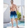 imageSILKWORLD Mens Swim Trunks with Compression Liner Quick Dry Bathing Suits 9 Inch Swimming Shorts with Cargo PocketsZ0 Gradient Blue